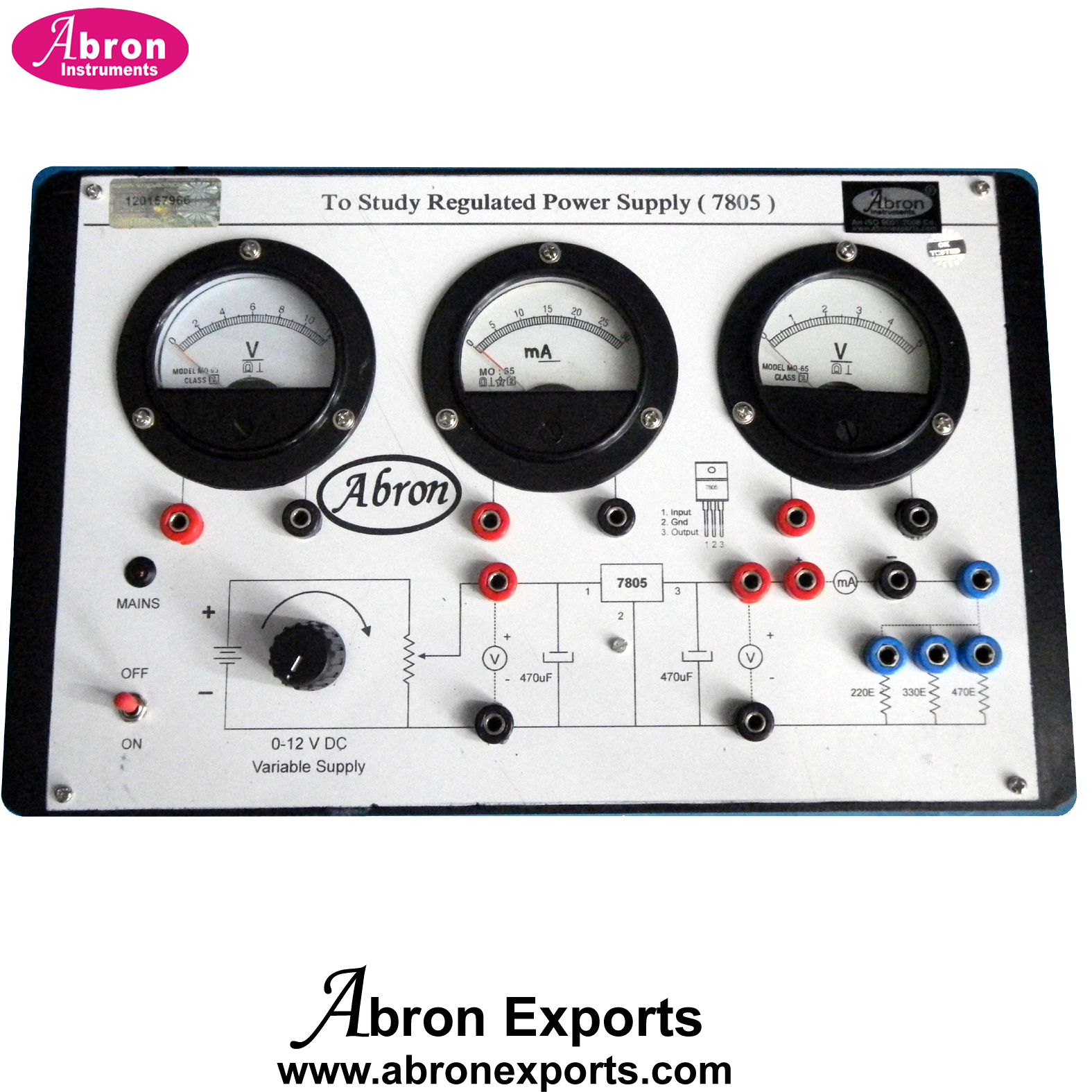 Study Stablized Regulated Power Supply 3 Meters Circuit 3 Meter Potentiometer Bridge Rectifier Abron AE-1424A 